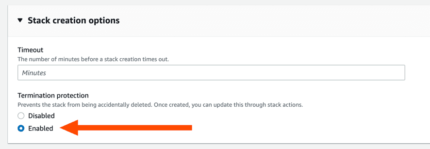 Termination protection in CloudFormation settings
