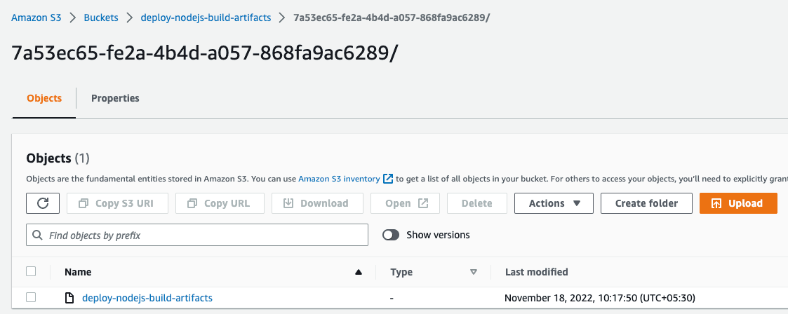 CodeBuild build artifact gets stored on Amazon S3