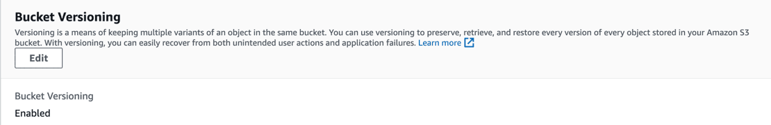 Enable bucket versioning on an AWS S3 bucket