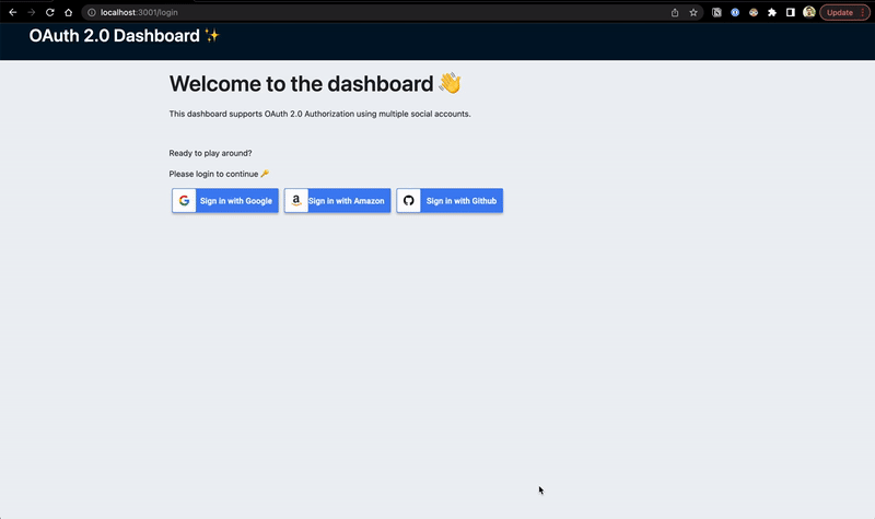 Simple nodejs oauth2 flow working demo